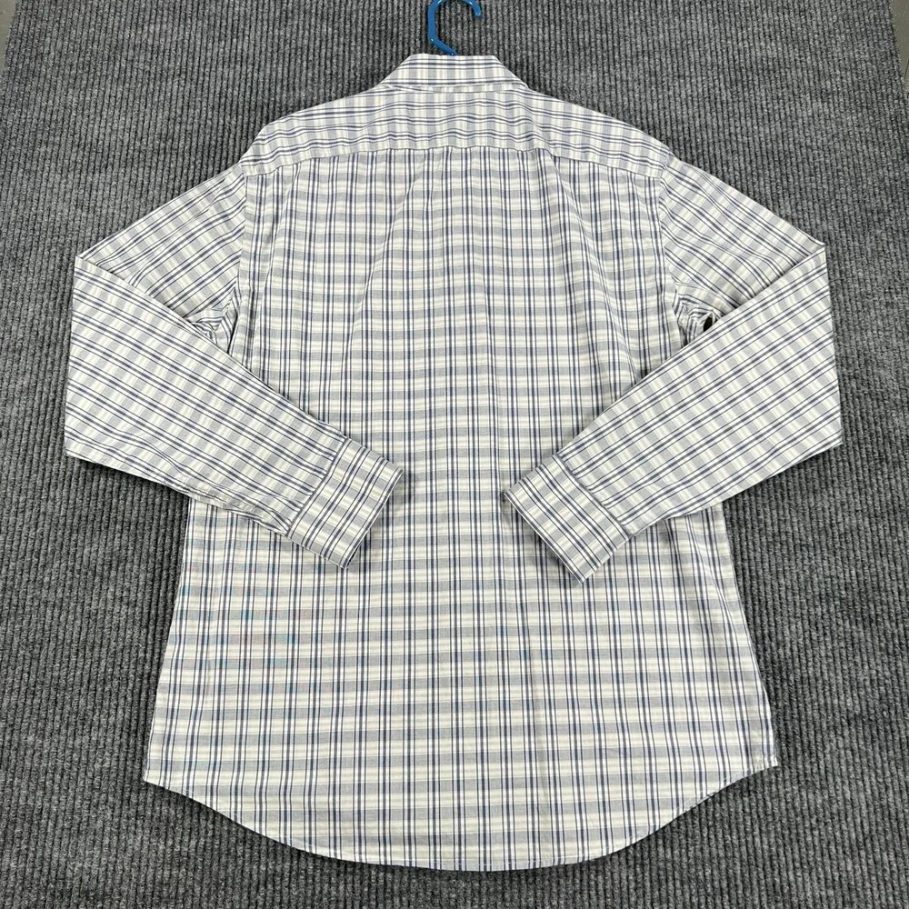 Banana Republic Shirt Mens Large Gray Plaid Long Sleeve Button‎ Up Soft Stretch